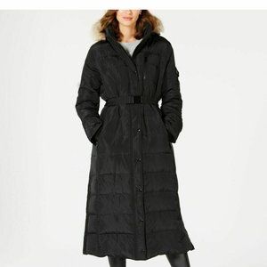 MICHAEL KORS MK Women's Black Heavy Hooded Down Long Puffer Jacket Coat 3X